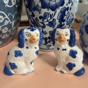 Blue & White Staffordshire Dogs Salt & Pepper Shakers